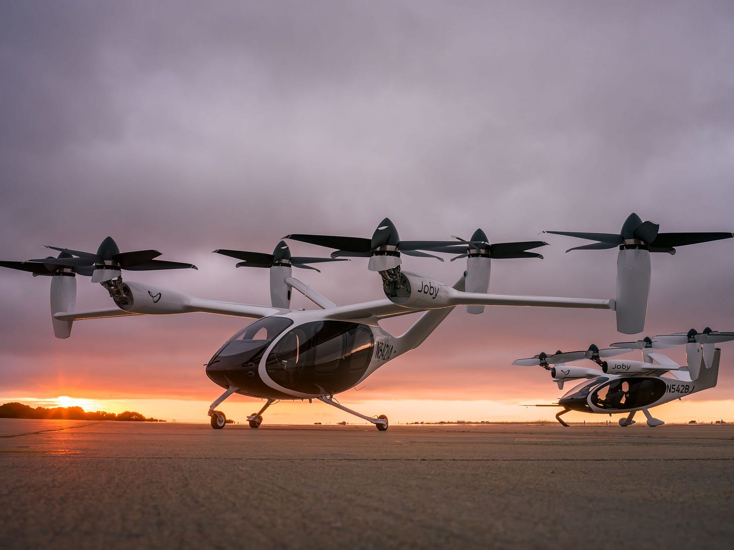 Joby Aircraft in Transition Flight Near Mountains