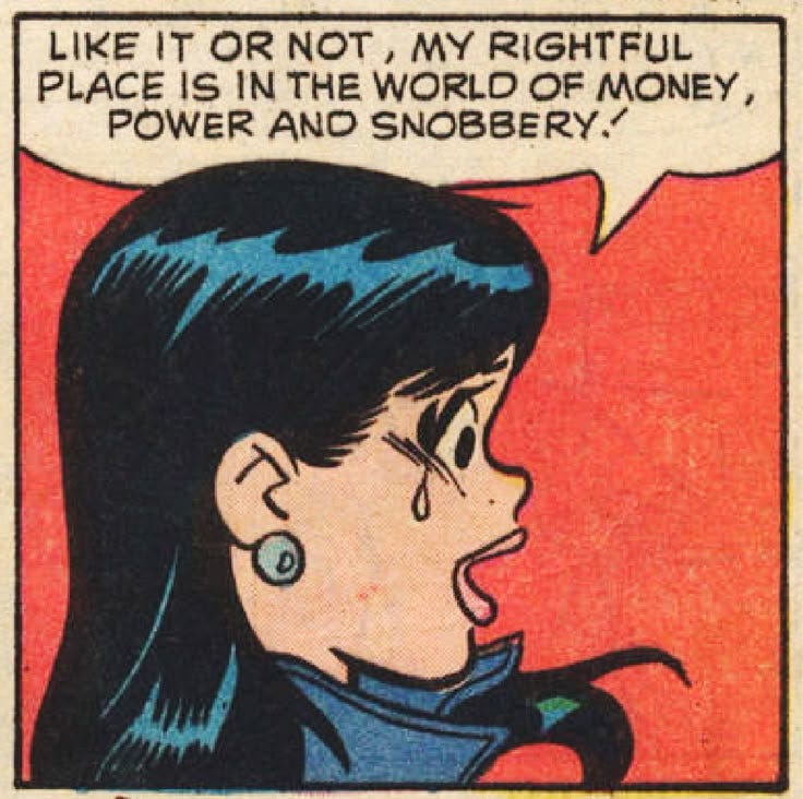 This may contain: a comic strip with an image of a woman's face and speech bubble above her