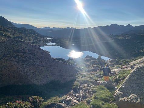 Views and lakes after descending Collada dels Pessons 