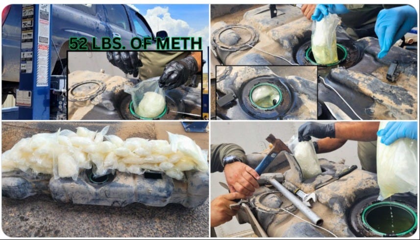 48 meth bundles worth $1.5 million were found in the gas tanks of a truck at the Las Cruces Border Patrol Checkpoint on July 23, 2025.