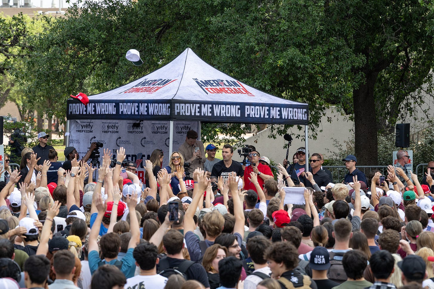 Charlie Kirk hosts 'Prove Me Wrong' table at Rudder Plaza – The Battalion