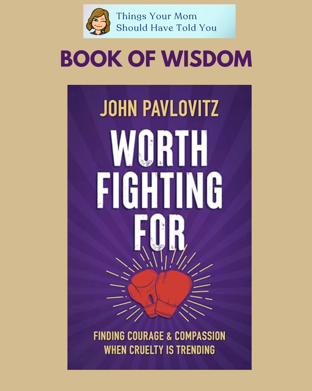 Things Your Mom Should Have Told You Book of Wisdom: Worth Fighting For: Finding Courage and Compassion When Cruelty Is Trending by John Pavlovitz
