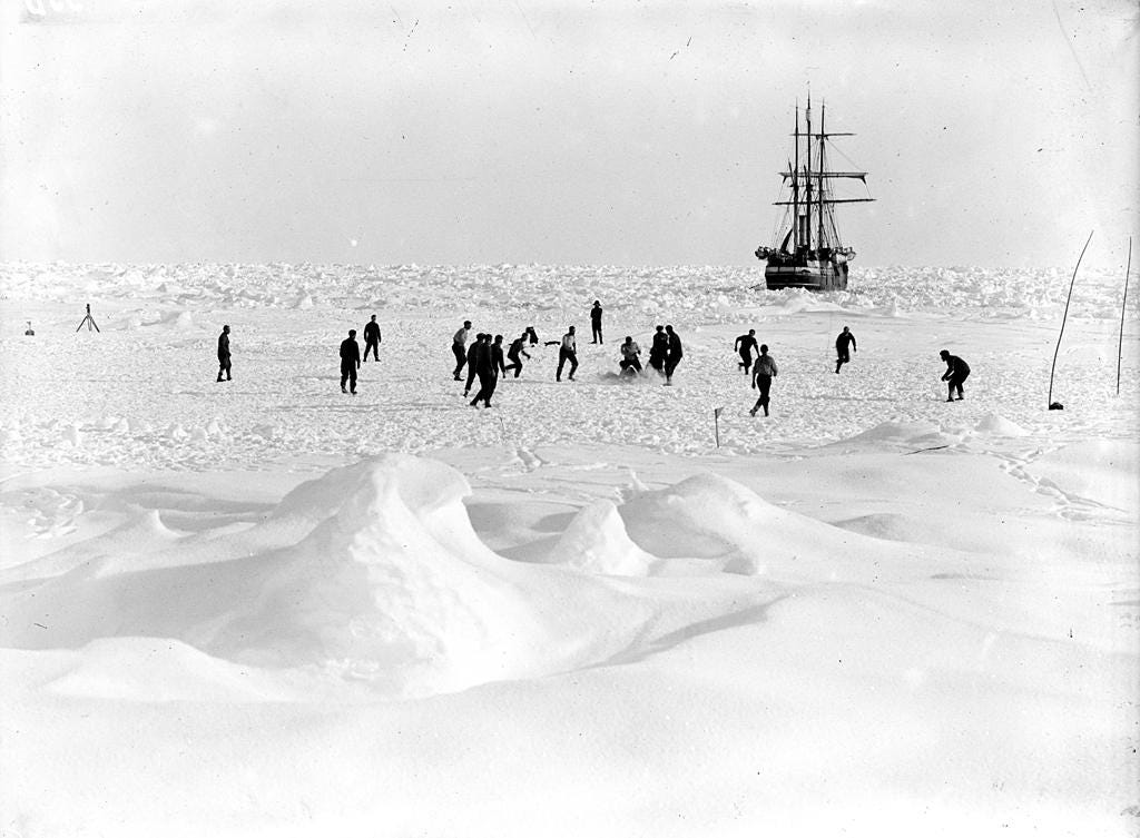Crew of Endurance playing football