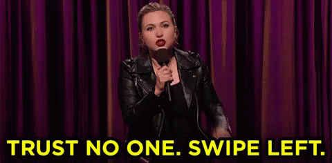 Get Out GIF - Trust No One Swipe Left Tinder - Discover &amp; Share GIFs