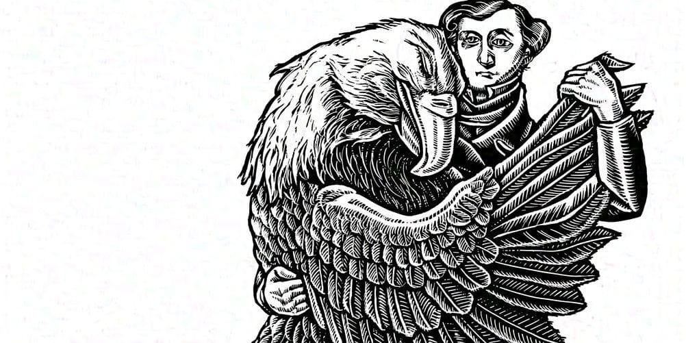 Alexis de Tocqueville does a tango dance with the American bald Eagle. Alexis de Tocqueville does a tango dance with the American bald Eagle.