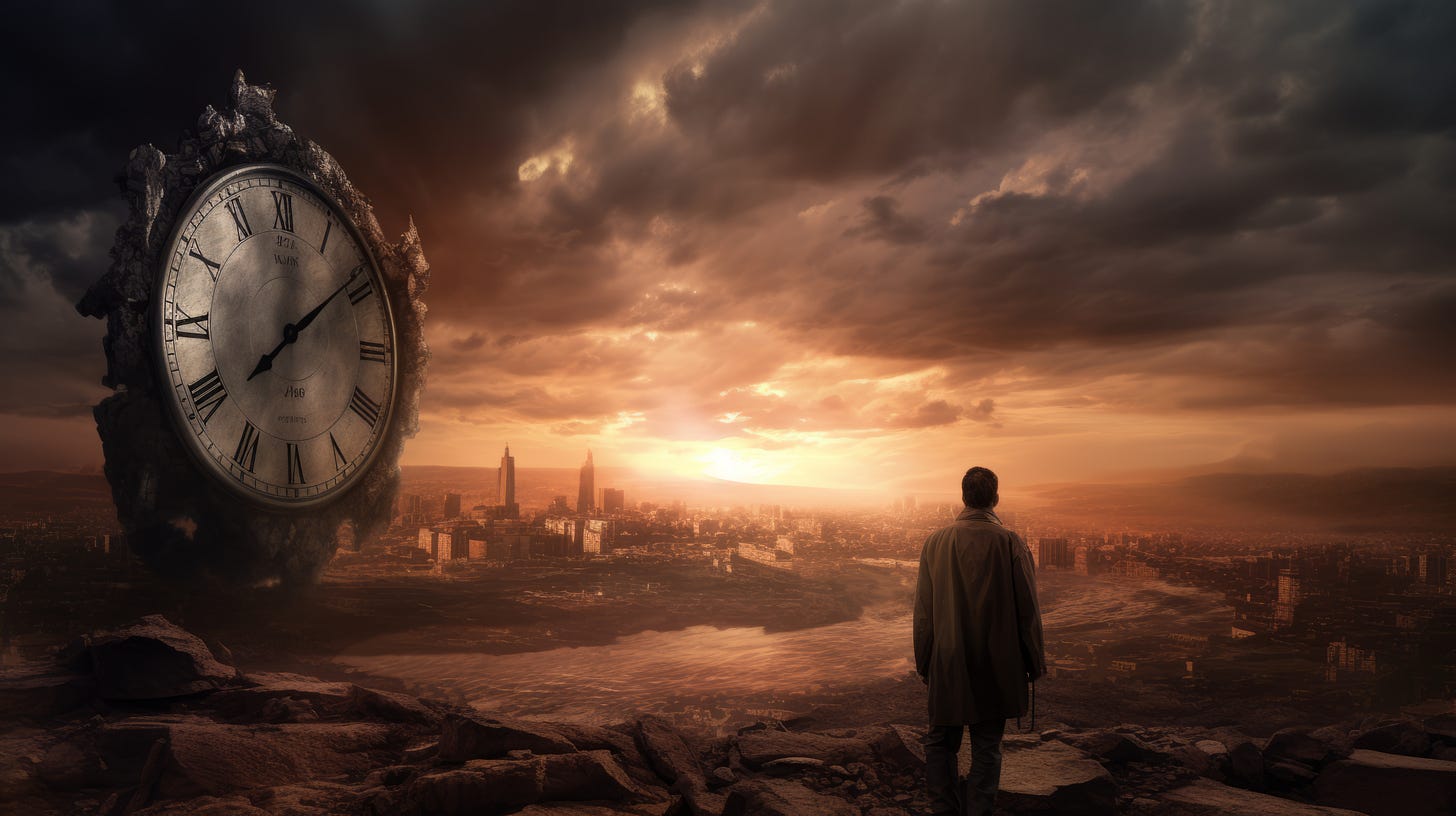 Doomsday Clock and Sunset