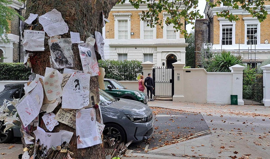 Amy Winehouse former home and tree shrine