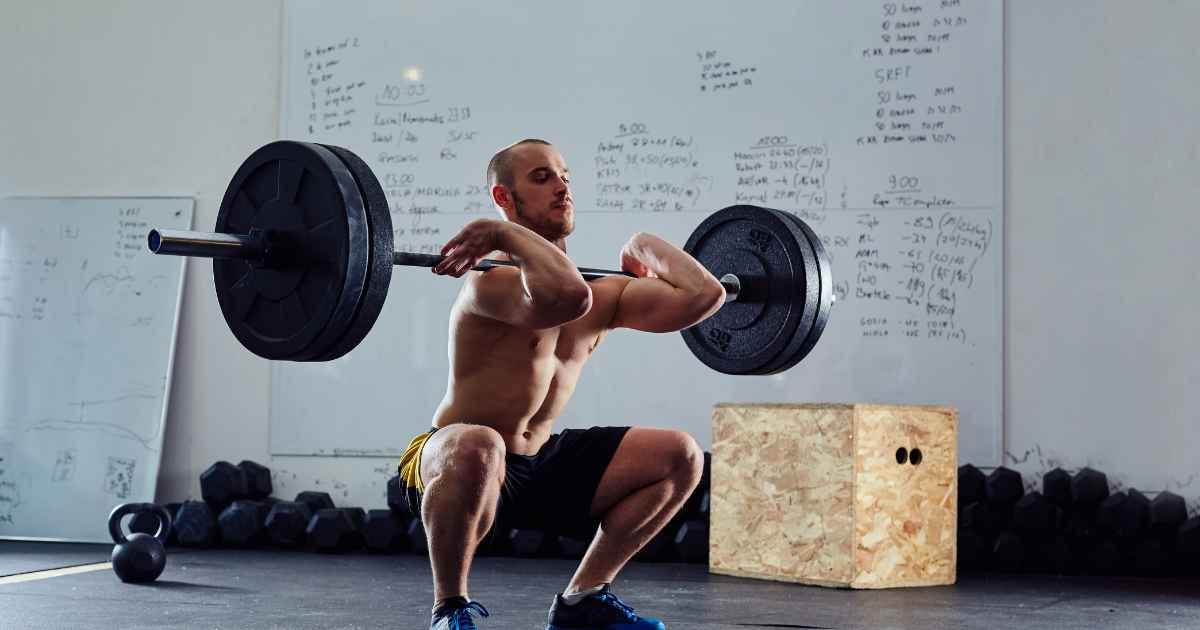 athlete performing a barbell front squat