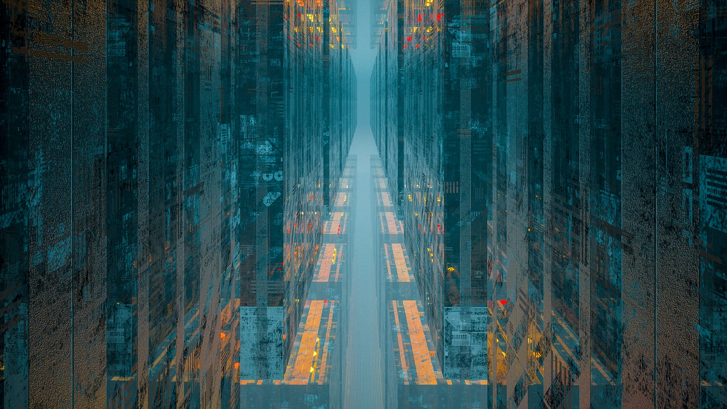 A futuristic city-like landscape