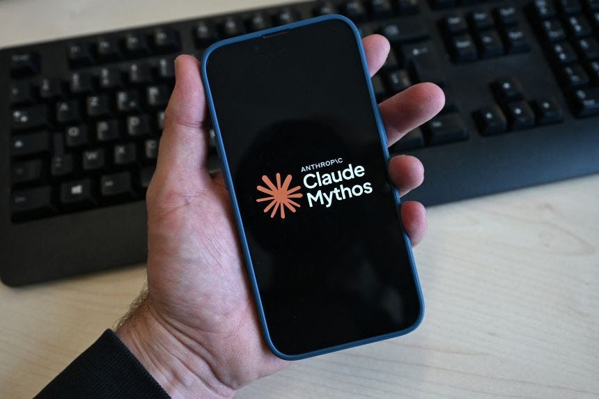 The logo of the AI assistant "Claude Mythos" built by the US firm Anthropic displayed on a smartphone's screen in Brussels on June 10, 2026.