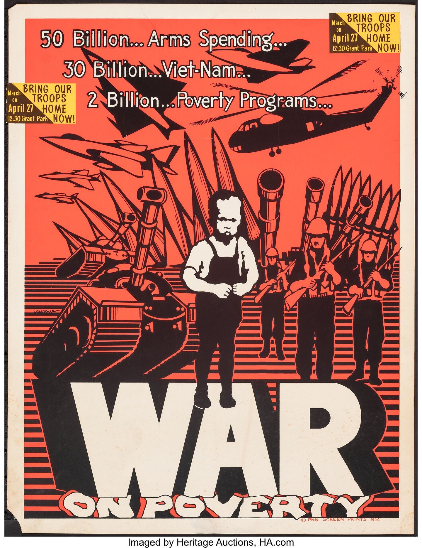 War on Poverty. Rolled, Fine. Silk Screen Poster (20" X 26")