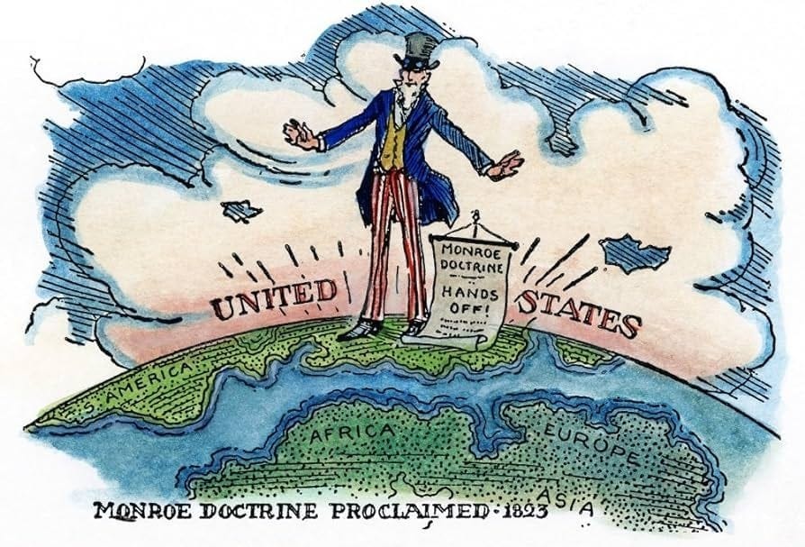 Cartoon Monroe Doctrine C1900 An Early 20Th Century American Cartoon On The Monroe  Doctrine Proclaimed By President James Monroe In His Message To Congress Of  2 December 1823 Cartoon C1900 Poster Prin :