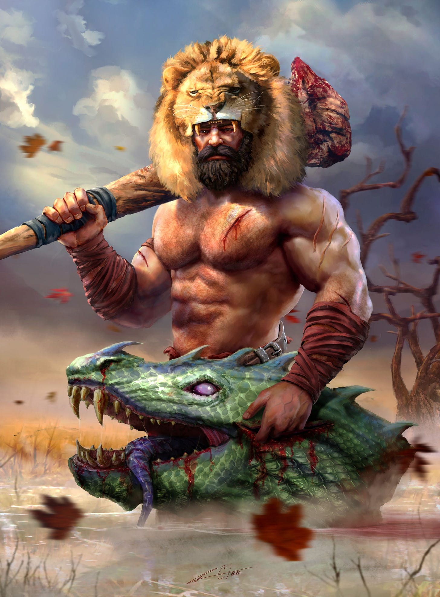 Heracles và chiến lợi phẩm máu Hydra. (Nguồn: David Ceballos)