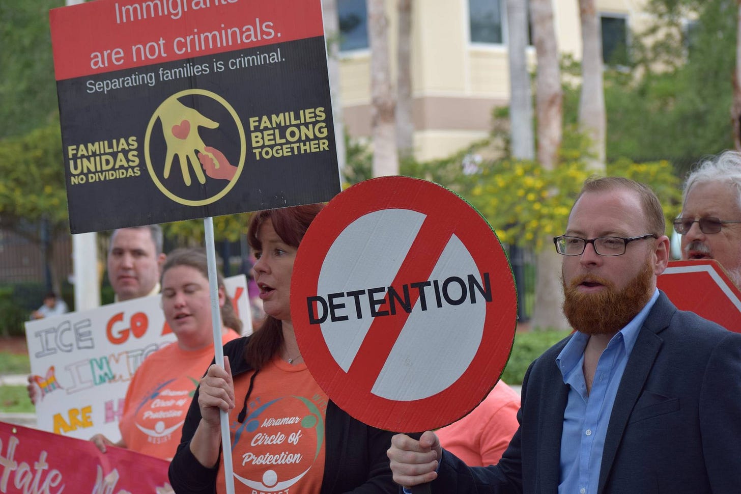 Safe Borders Should Not Mean Cruelty. image of rally for asylum seekers.