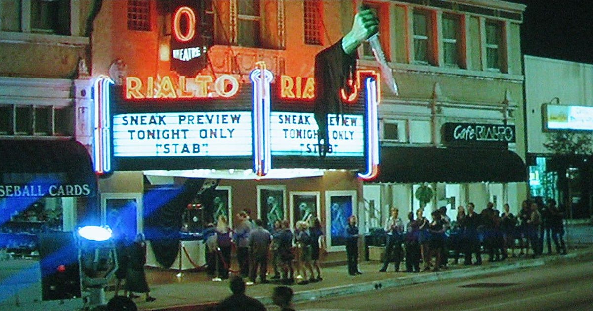 Scream trivia quiz: Stab is the movie within the franchise, and first kill is at the screening in the opening of in Scream 2. -rmrk*st | Remarkist Magazine