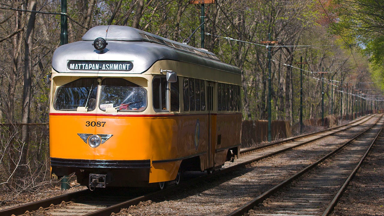 Ashmont Mattapan streetcar in woods.jpg