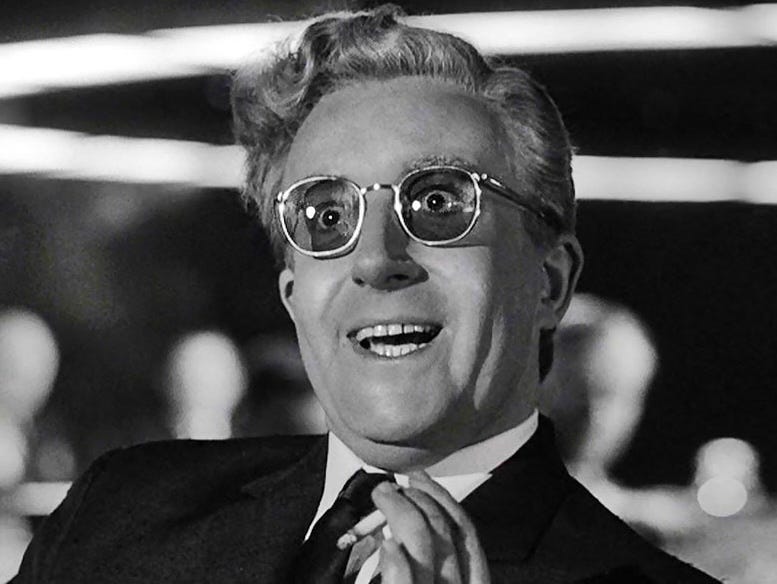 Peter Sellers looking insane as Dr. Strangelove