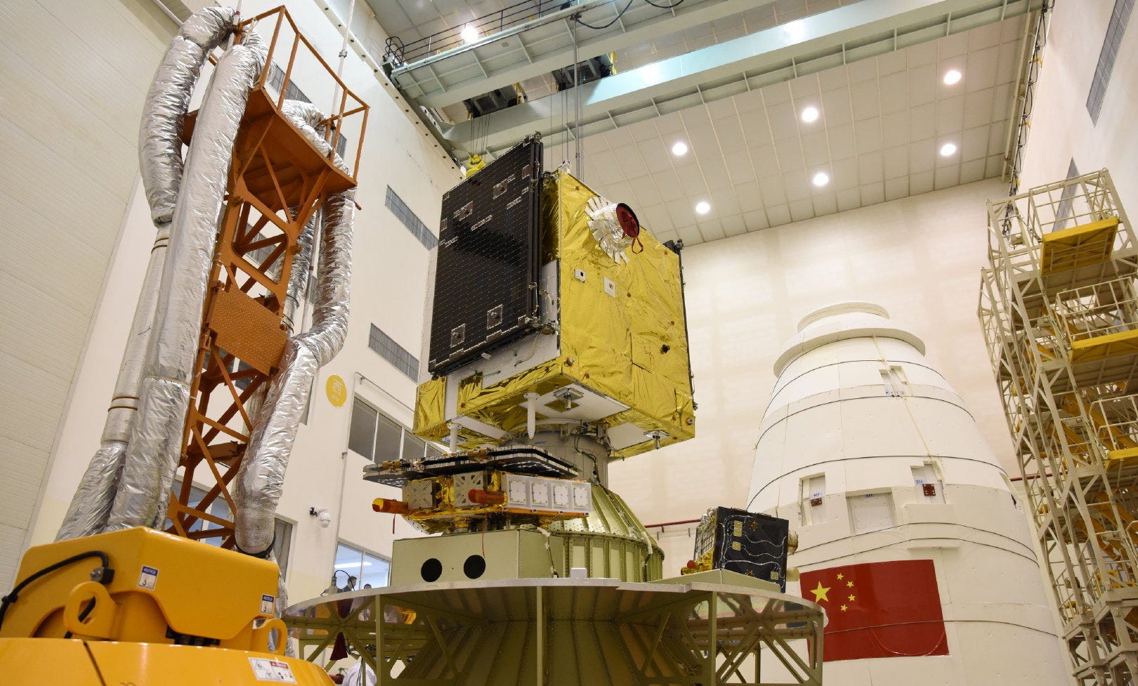 The Xihe solar monitoring satellite atop of the Long March 2D’s payload adapter before its October 2021 launch.