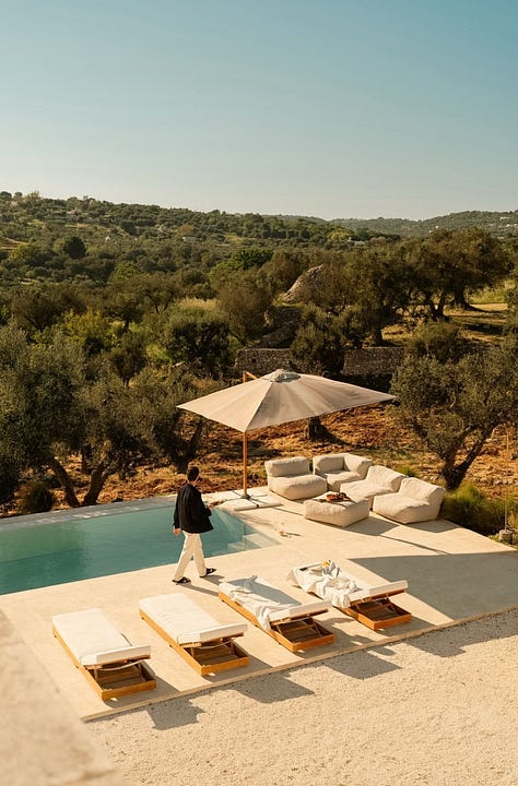 Six photographs by Matteo Milan of Casa Luce, a minimalist villa in the Apulian countryside.