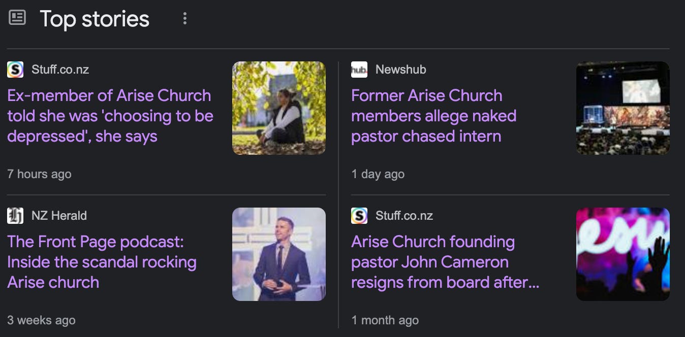 Top Google news results for Arise Church - many stories are there!