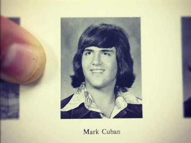 Young Mark Cuban in his high school yearbook photo before becoming a tech entrepreneur.