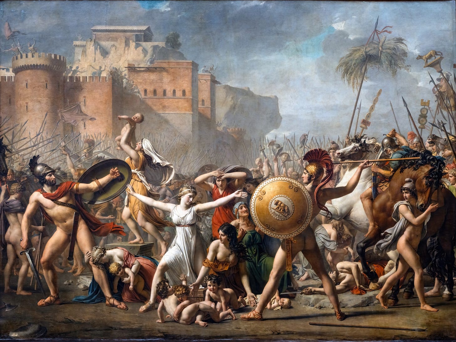 Jacques Louis David, The Intervention of the Sabine Women, 1799, Louvre, Paris. Jacques Louis David, The Intervention of the Sabine Women, 1799, Louvre, Paris.