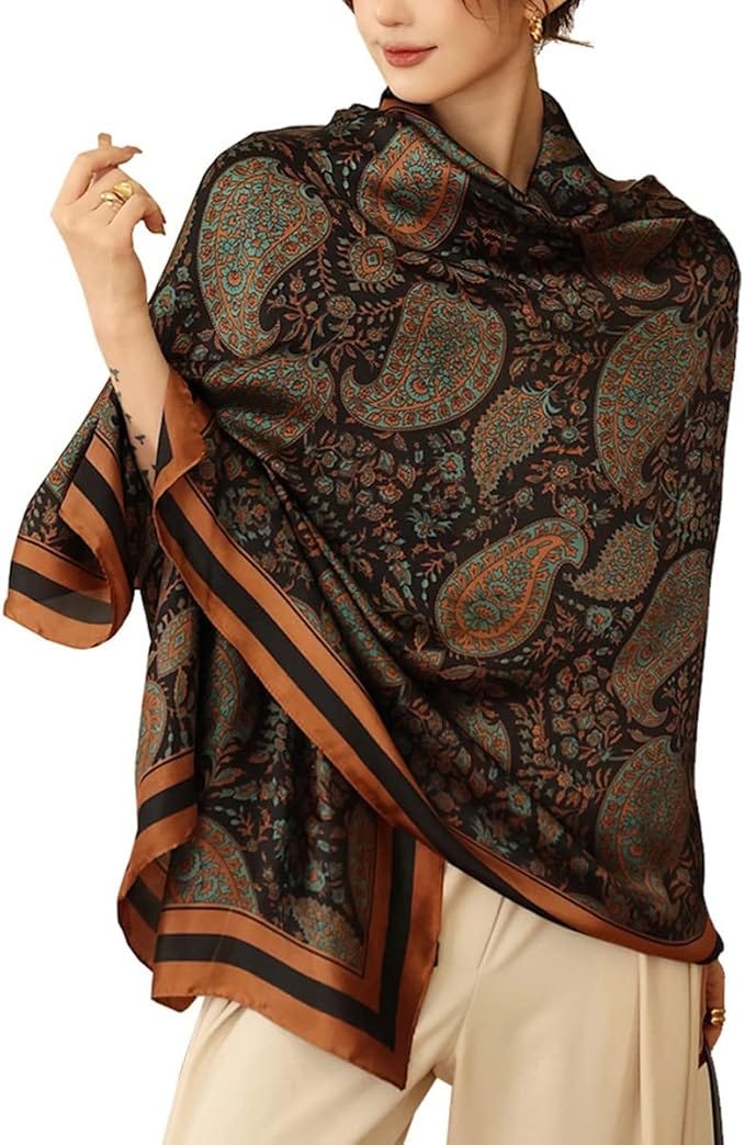 Myneiyi Women Scarf Headscarf Silk Feeling Scarf Fashion Scarves Long Lightweight Shawls for Women