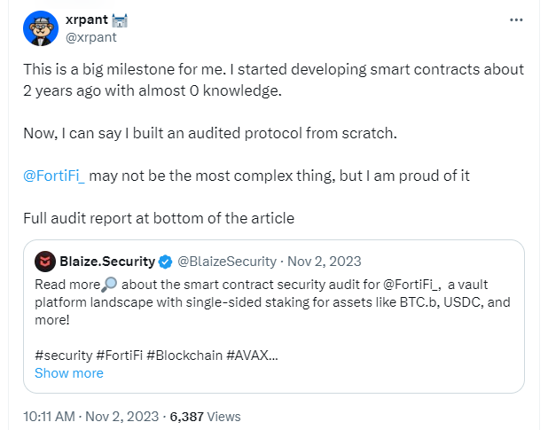 Tweet announcing the audit was completed