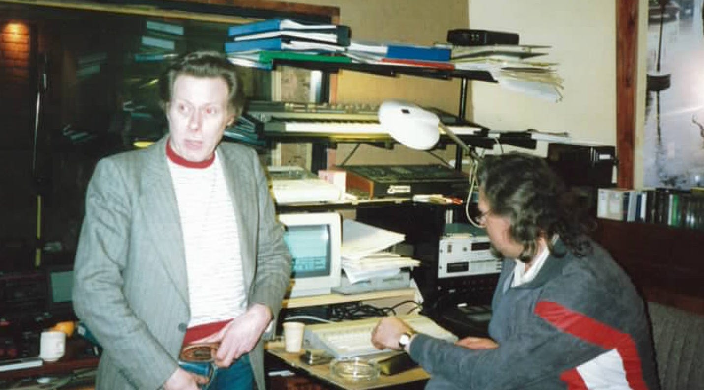 Derek Lawrence and Big Jim Sullivan in the studio