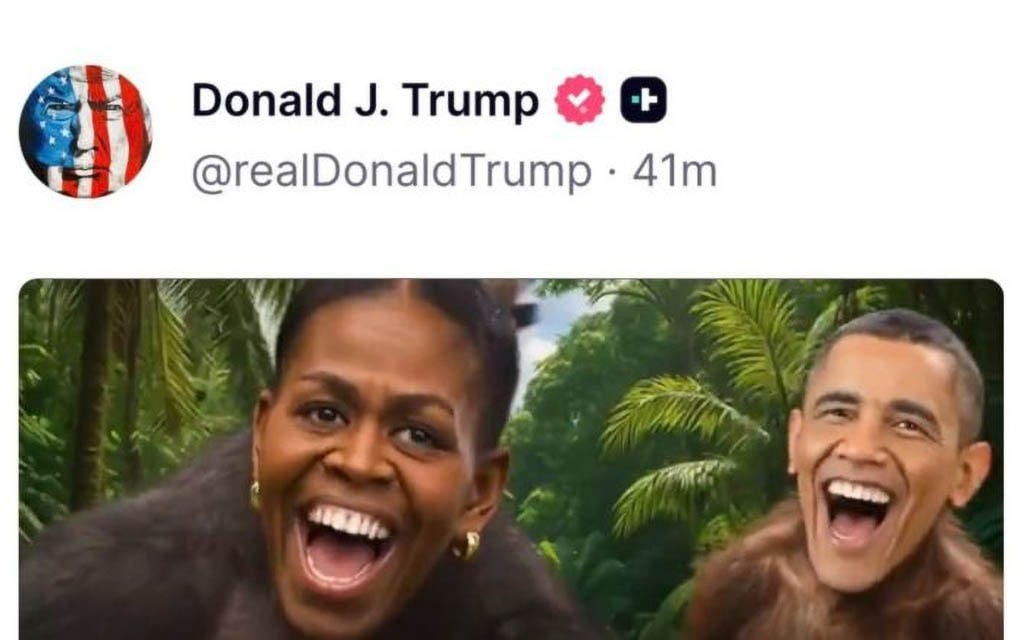 Trump posts, then deletes, video that includes racist depiction of Obamas  as apes | The Times of Israel
