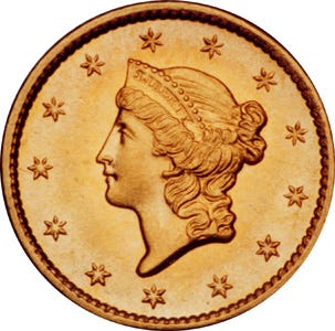 1854 Gold Dollar, Liberty Head, Obverse 1854 Gold Dollar, Liberty Head, Obverse
