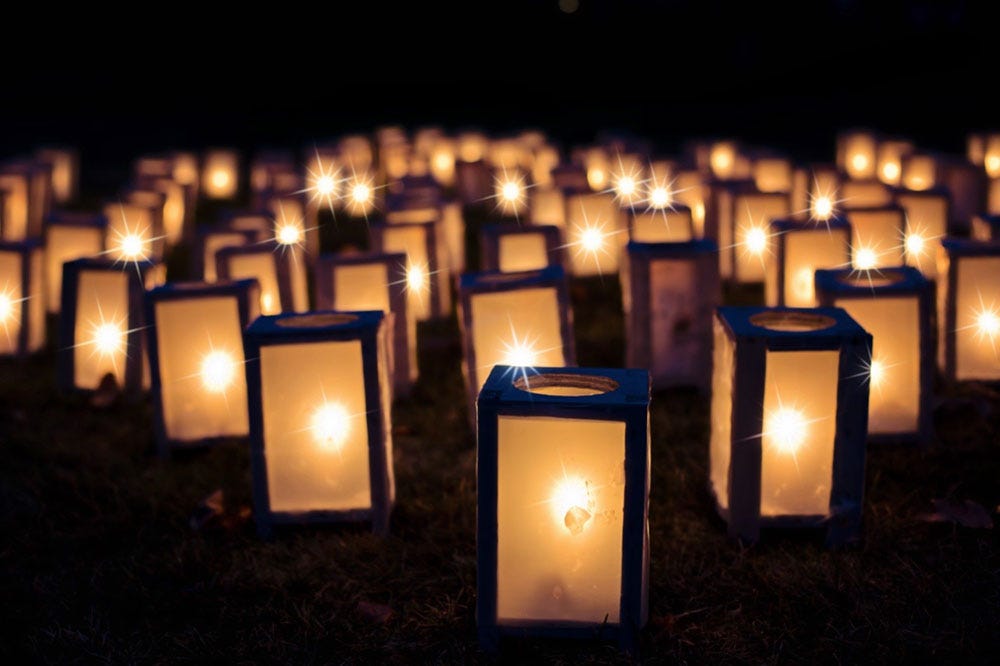 A sea of lanterns for the article Team Light vs. Team Darkness: A Redline Moment