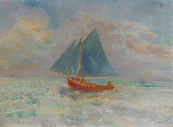 A painting of a sailboat in the ocean

Description automatically generated