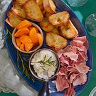 persimmon and prosciutto rosemary crostinis