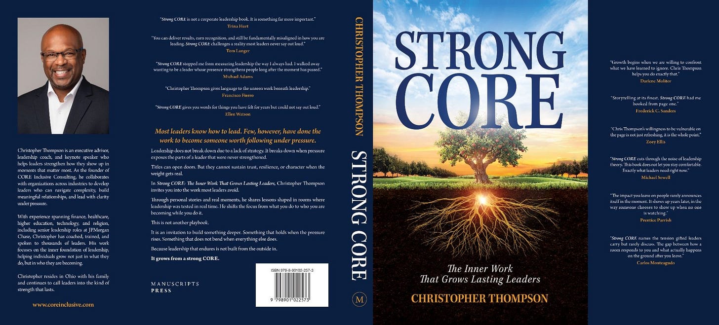 Strong CORE book jacket layout with detailed back cover information