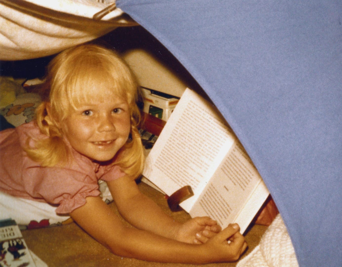 Claudia Kollschen, 6 years old, in her reading den
