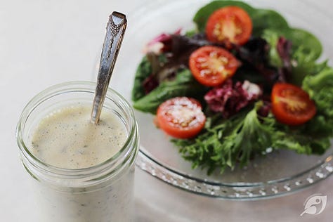 Steps 1 to 3 for how to make dressing from the mix.