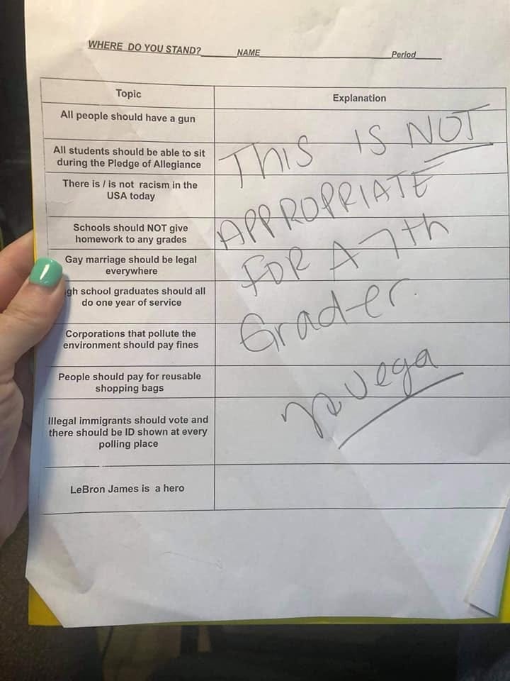 May be an image of text that says 'WHERE DO NAME Topic Perlod Explanation All people should have gun All students should be able sit IS NOT during the Pledge There is is not racism in USA today Schools should NOT give homework any grades the Allegiance Gay marriage should be legal everywhere gh school graduates should all Erade SoR OMPORPIST A71 one year service People should pay or reusable shopping bags nuega Corporations that pollute the environment should pay fines Illegal immigrants should vote and there should shown at every polling place LeBron James hero'