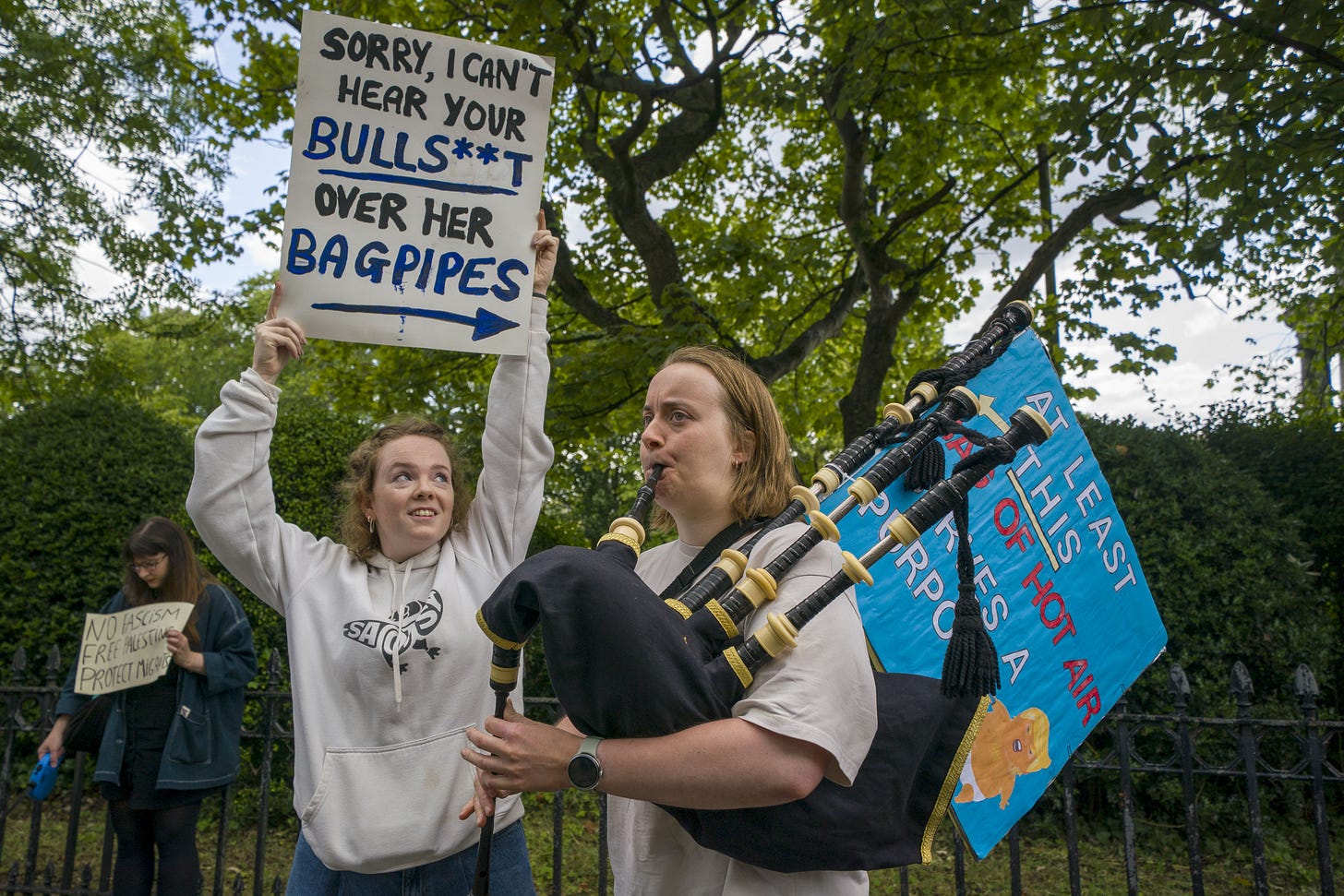  People take part in a Stop Trump Scotland protest outside the US Consulate in Edinburgh on July 26, 2025.