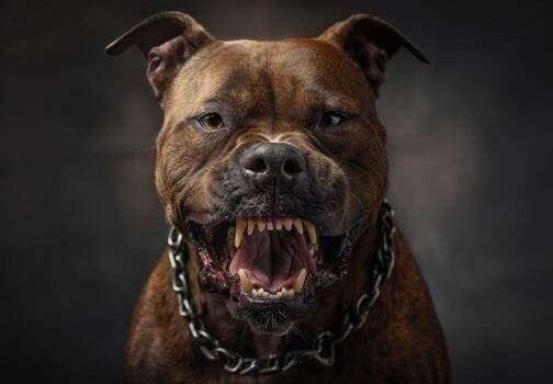 Aggressive dog with bared teeth photo Aggressive dog with bared teeth photo