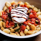 Crispy Gnocchi with Tomatoes, Zucchini & Burrata