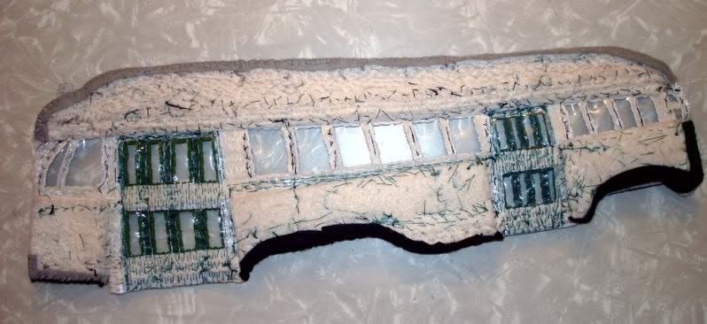 beaded Boston Green Line Trolley train MBTA T bead embroidery seed beads mixed media artist beading MA beaded Boston Green Line Trolley train MBTA T bead embroidery seed beads mixed media artist beading MA