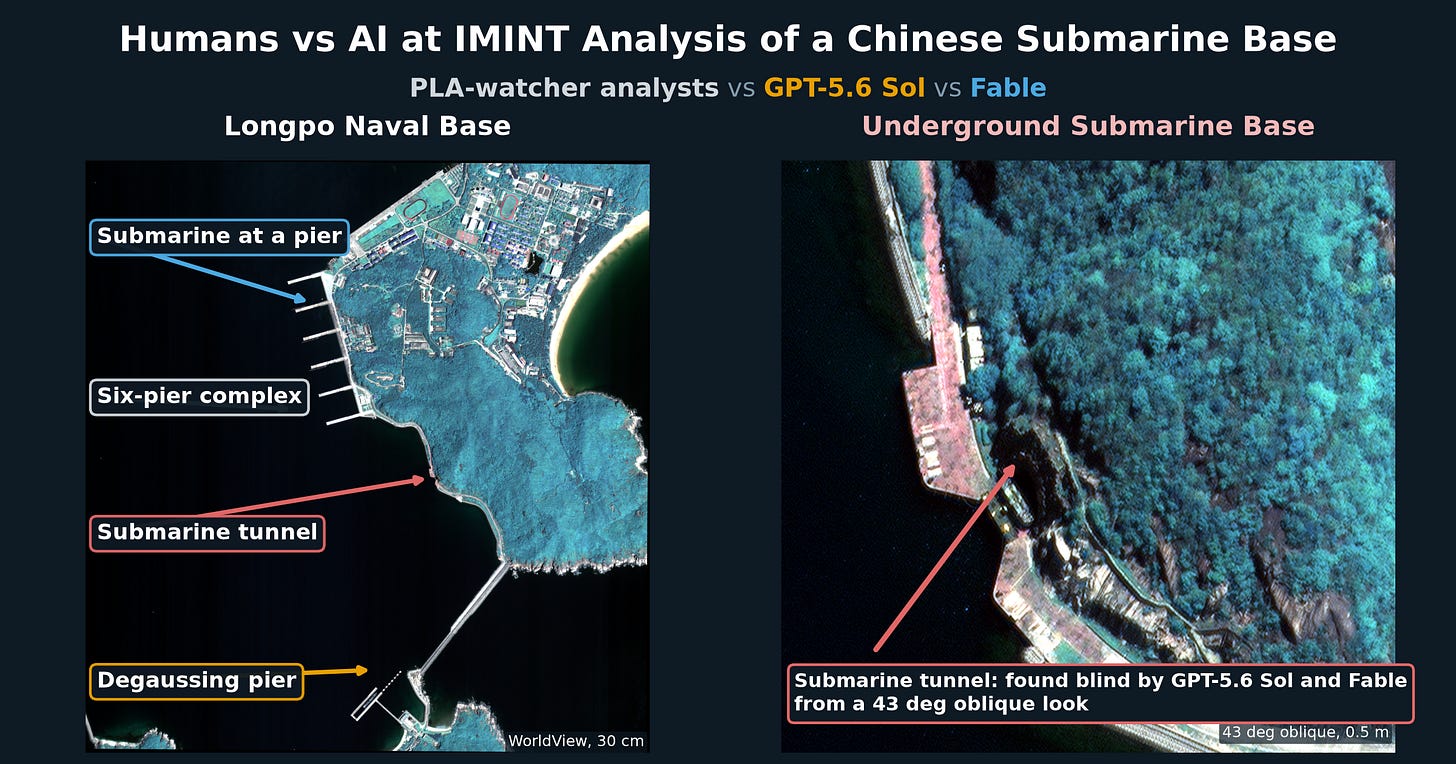 The Longpo submarine base and its tunnel entrance, with the four scored features The Longpo submarine base and its tunnel entrance, with the four scored features