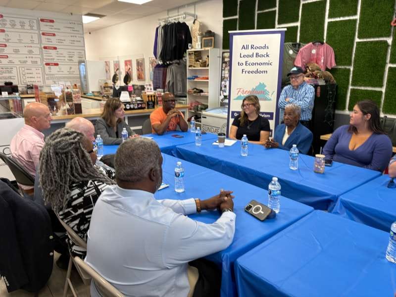 Elaine Luria listens to voter concerns in Virginia Beach at the Sundae Scoop ice cream shop on Sept. 23, 2026. Elaine Luria listens to voter concerns in Virginia Beach at the Sundae Scoop ice cream shop on Sept. 23, 2026.