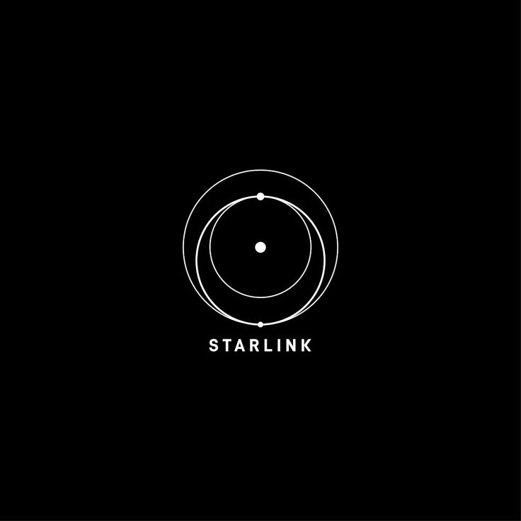 This may contain: the logo for starlink is shown in black and white, with an orange dot at the center This may contain: the logo for starlink is shown in black and white, with an orange dot at the center