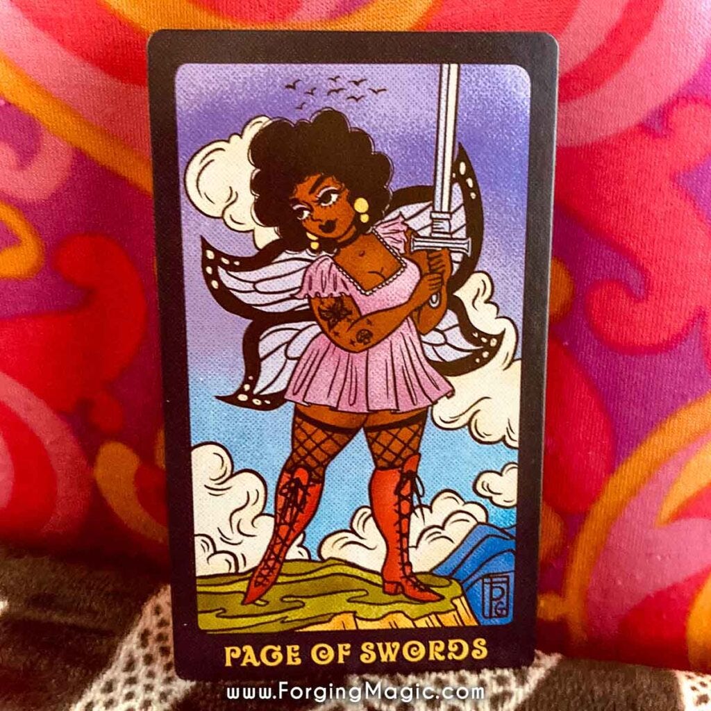 Pulp Girls Tarot Deck Page of Swords