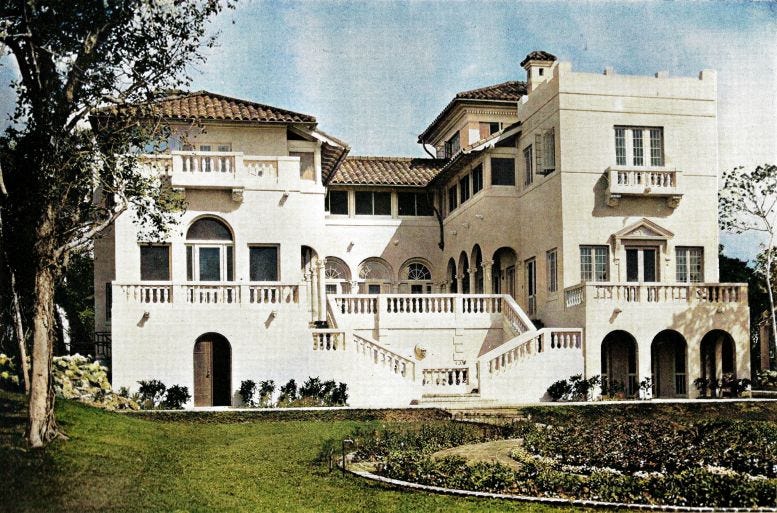 The back of the Briggs mansion (colorized), in 1919 as part of a featured article in the American Architect magazine. The back of the Briggs mansion (colorized), in 1919 as part of a featured article in the American Architect magazine.