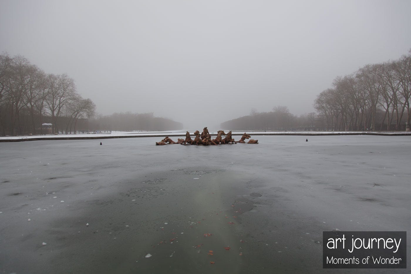 Versailles gardens ice and snow winter
