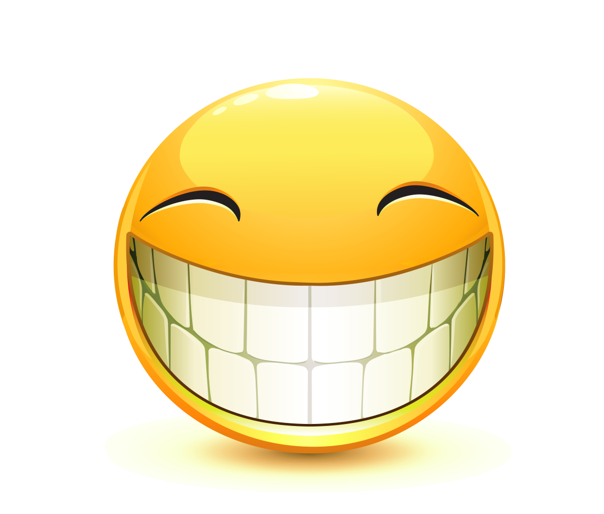 Large 3d smiley grinning widely, eyes almost closed in merriment