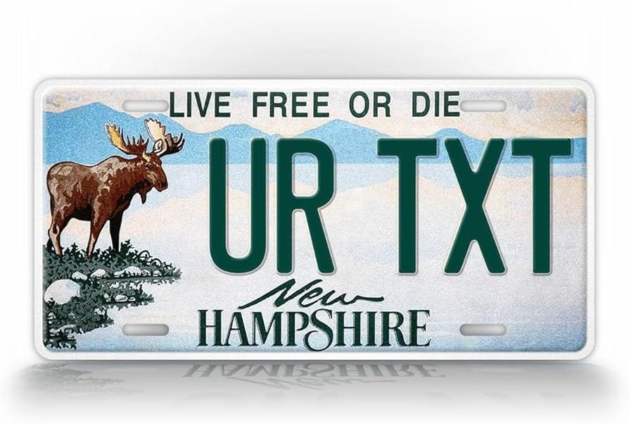 Custom Text New Hampshire Moose Novelty License Plate Personalized Replica  NH Live Free Or Die Auto Tag